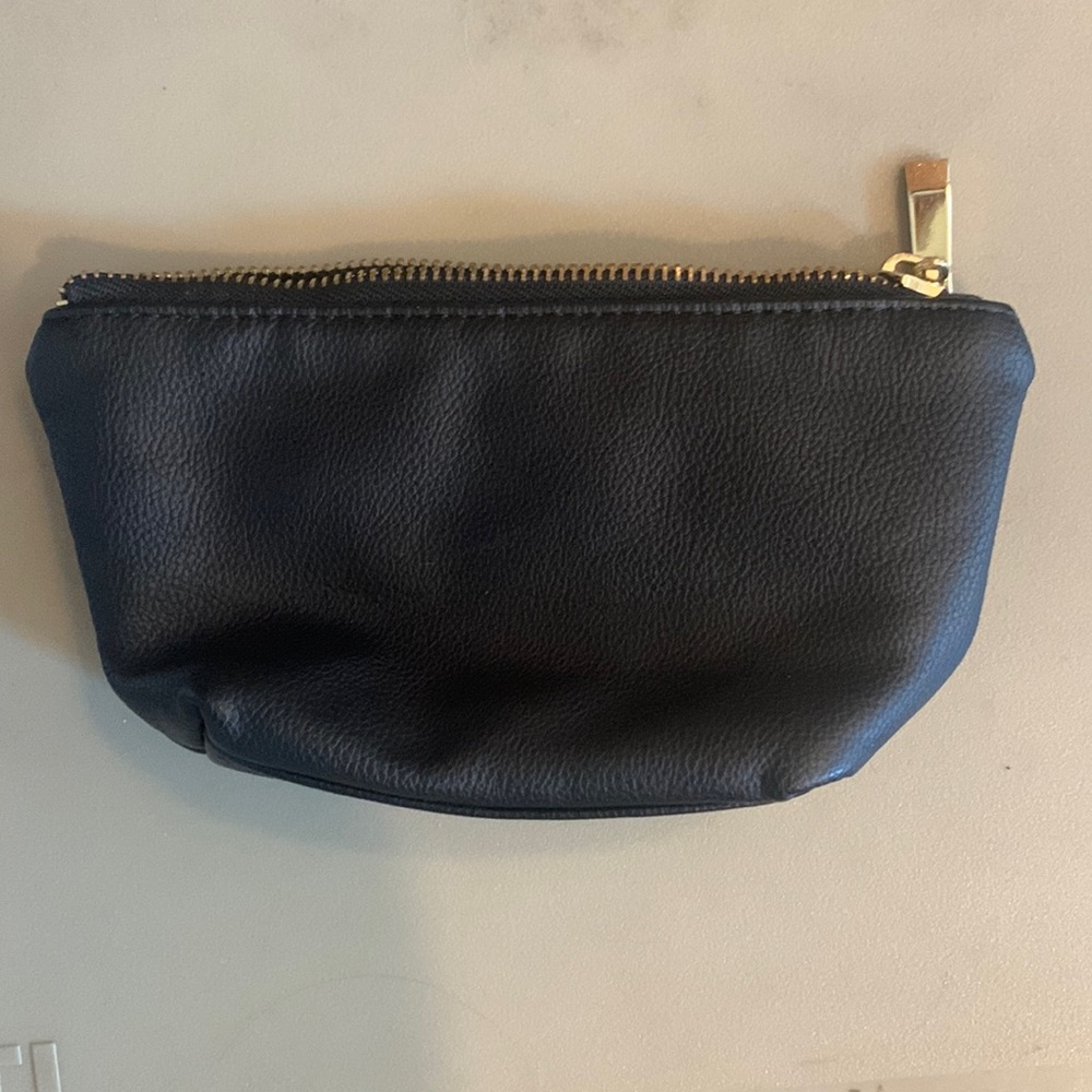 Black Leather Zippered Bag